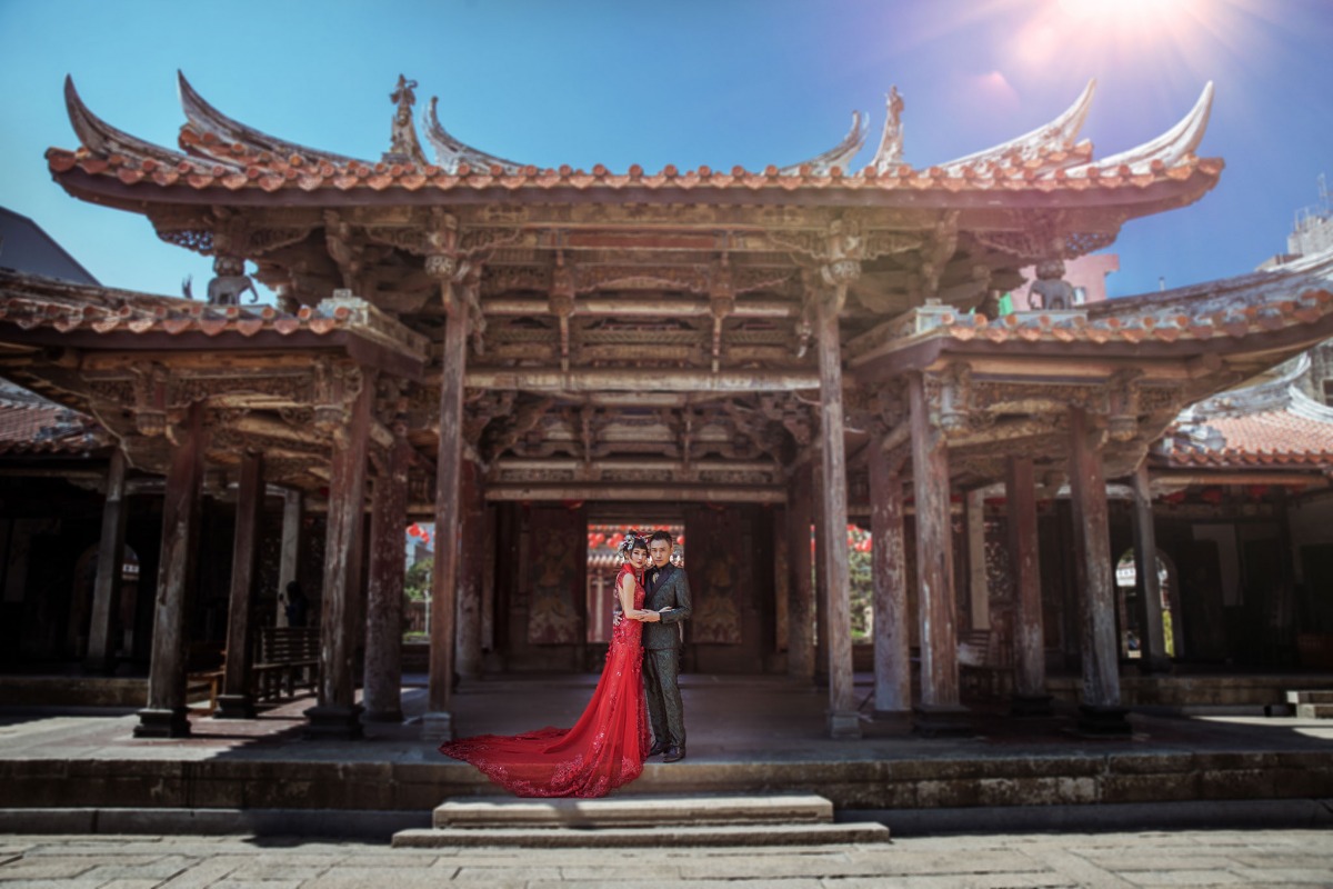 旗袍婚紗,中國風婚紗,龍鳳褂,中式婚紗照,龍山寺