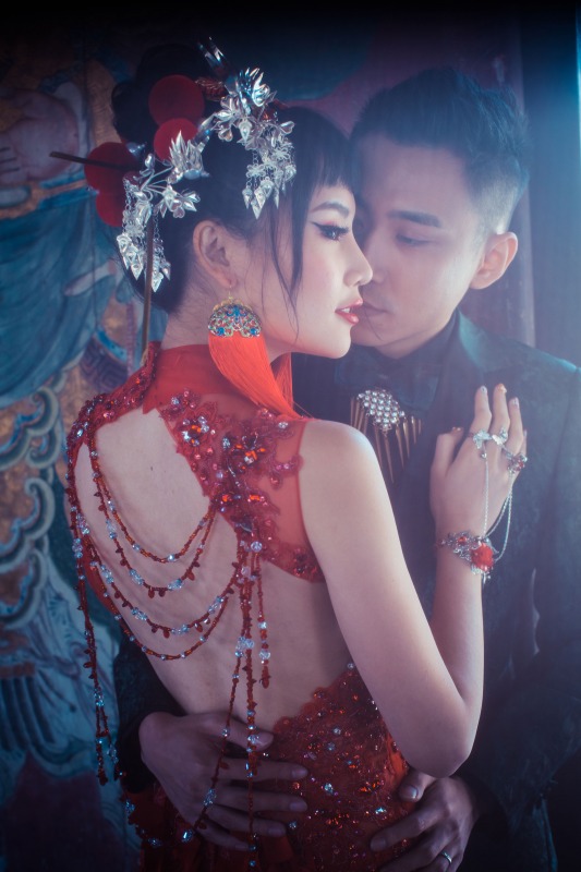 旗袍婚紗,中國風婚紗,龍鳳褂,中式婚紗照,龍山寺