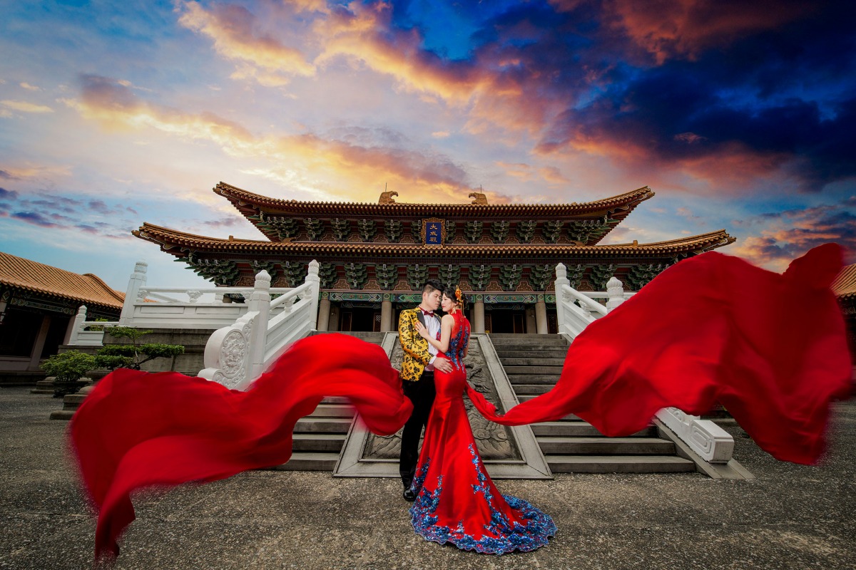 中式婚紗,中國風婚紗,龍鳳褂,婚紗照,台中孔廟