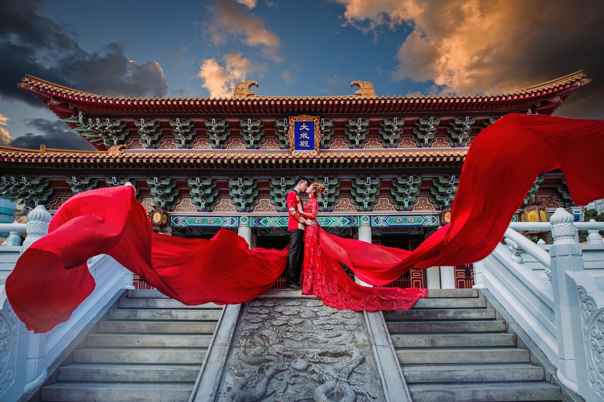 中式婚紗,中國風婚紗,龍鳳褂,婚紗照,台中孔廟
