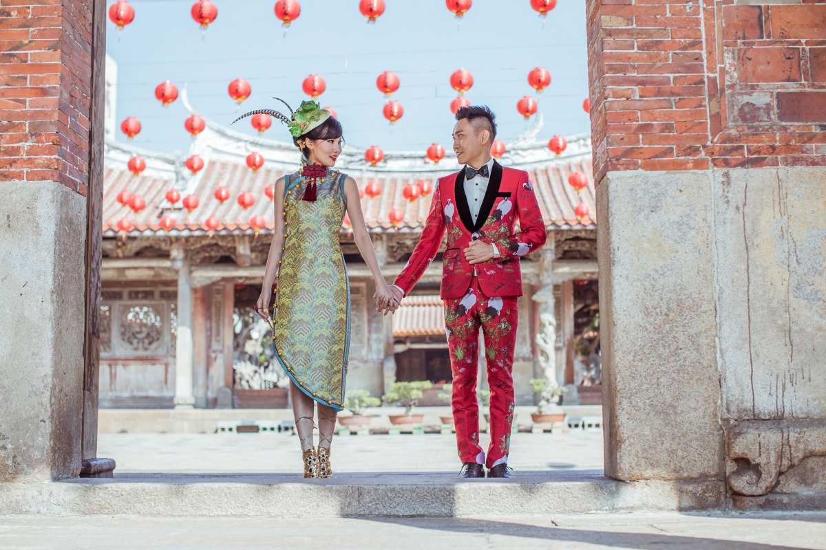 旗袍婚紗,中國風婚紗,龍鳳褂,中式婚紗照,龍山寺