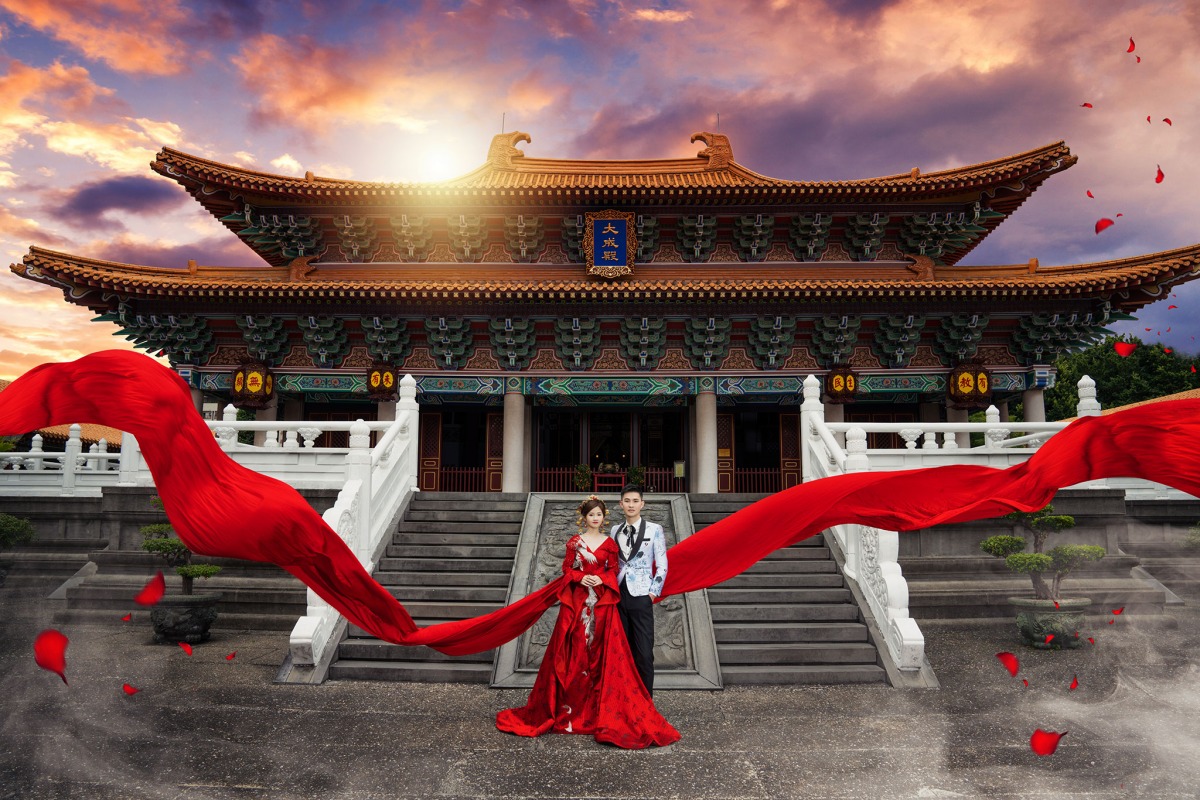 中式婚紗,中國風婚紗,龍鳳褂,婚紗照,台中孔廟