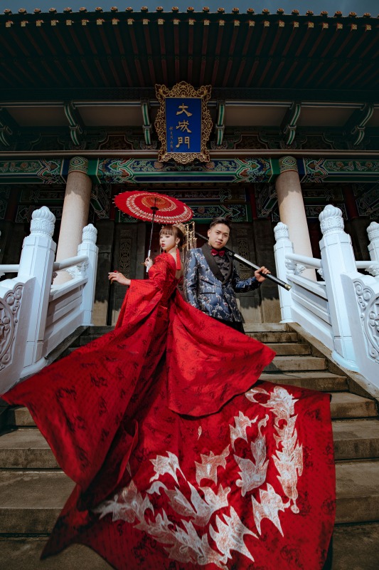 中式婚紗,中國風婚紗,龍鳳褂,婚紗照,台中孔廟
