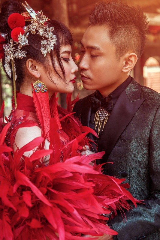 旗袍婚紗,中國風婚紗,龍鳳褂,中式婚紗照,龍山寺