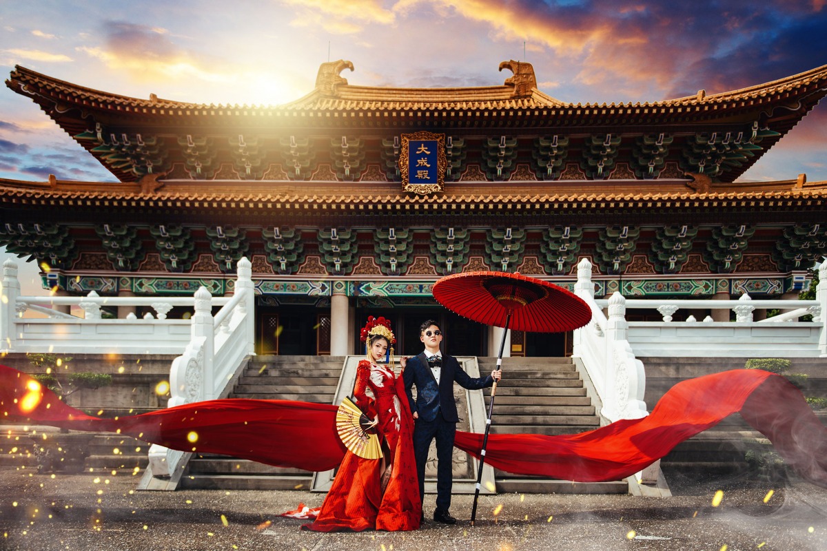 中式婚紗,中國風婚紗,龍鳳褂,婚紗照,台中孔廟
