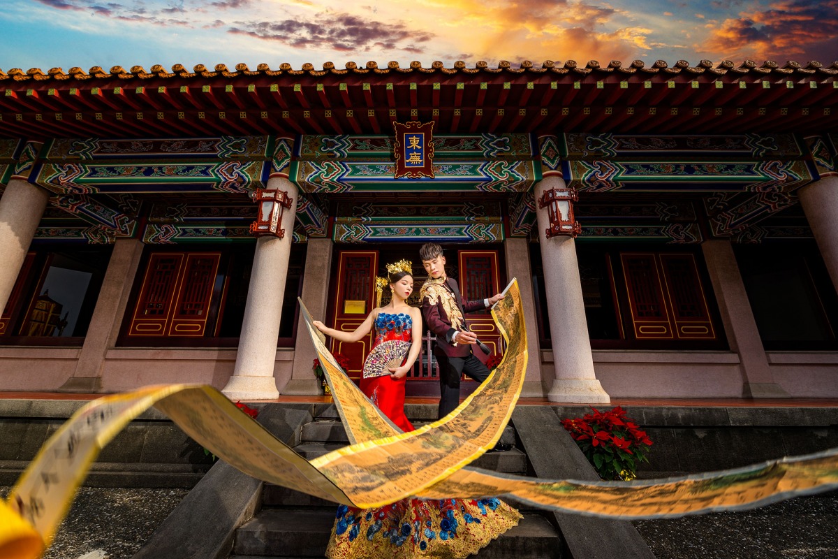 中式婚紗,中國風婚紗,龍鳳褂,婚紗照,台中孔廟