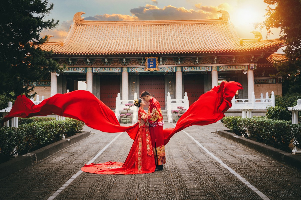 中式婚紗,中國風婚紗,龍鳳褂,婚紗照,台中孔廟