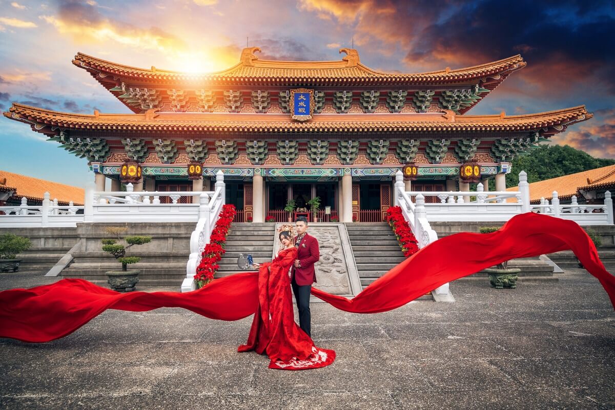中式婚紗,中國風婚紗,龍鳳褂,婚紗照,台中孔廟