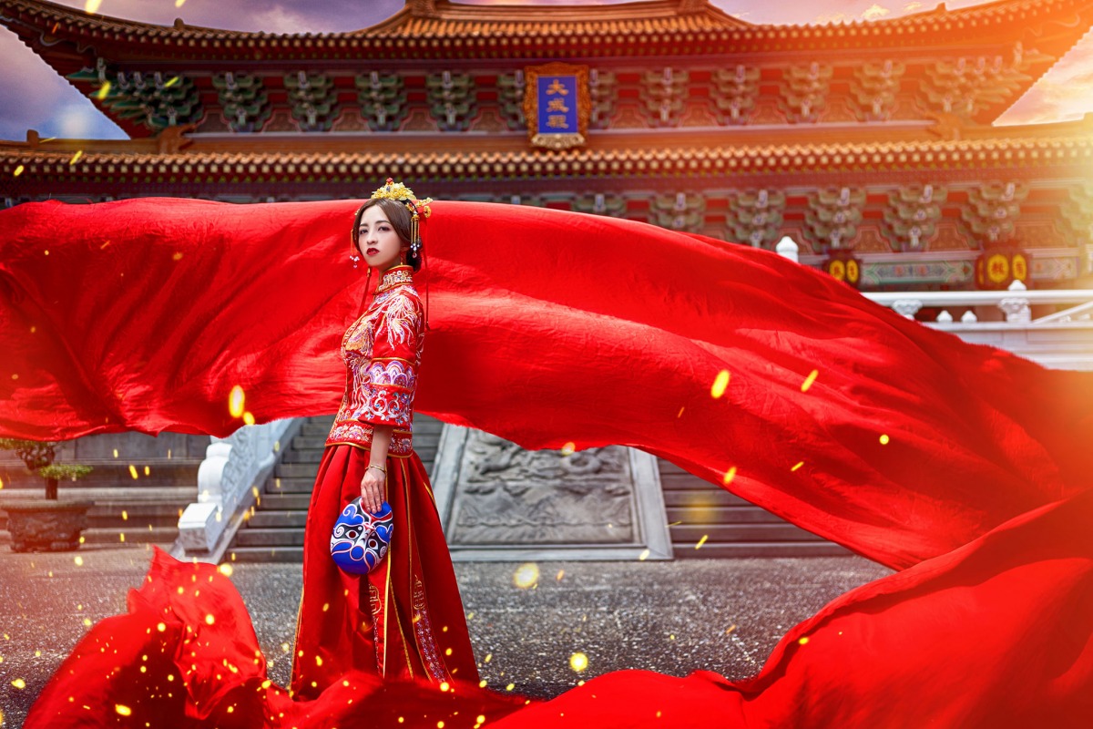 中式婚紗,中國風婚紗,龍鳳褂,婚紗照,台中孔廟