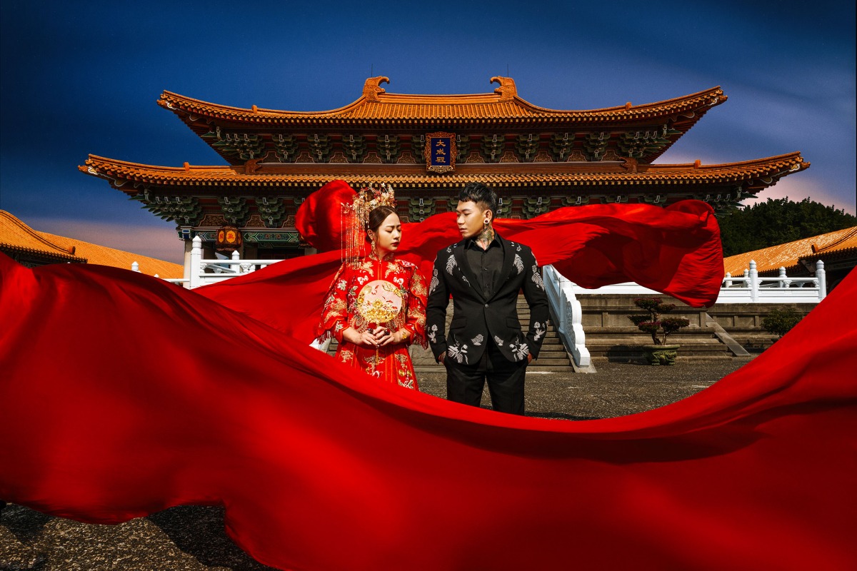 中式婚紗,中國風婚紗,龍鳳褂,婚紗照,台中孔廟