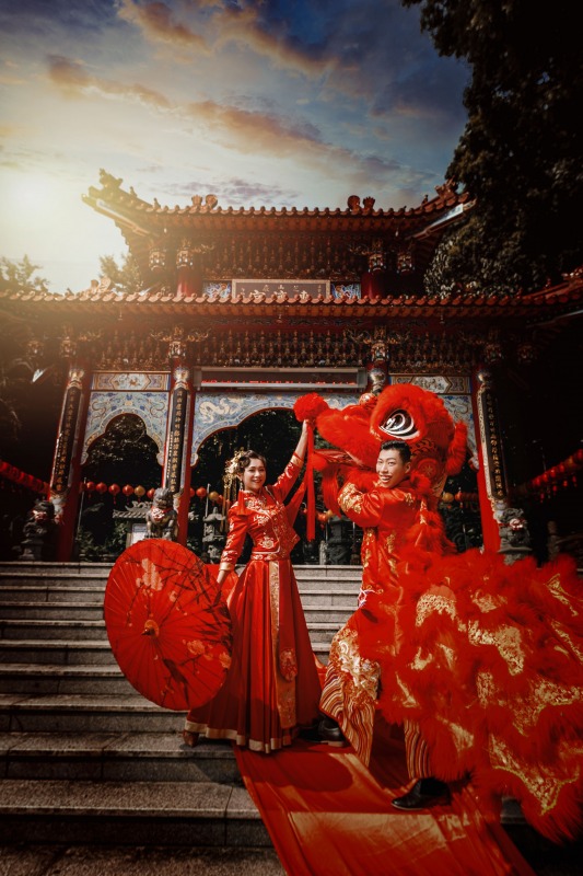 龍鳳褂,旗袍婚紗,中國風婚紗,中式婚紗,竹林山觀音寺