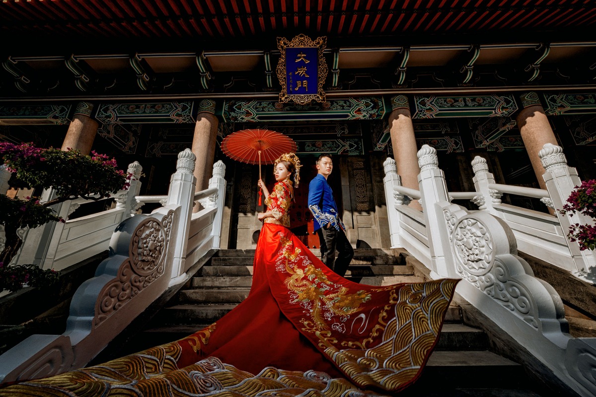 中式婚紗,中國風婚紗,龍鳳褂,婚紗照,台中孔廟