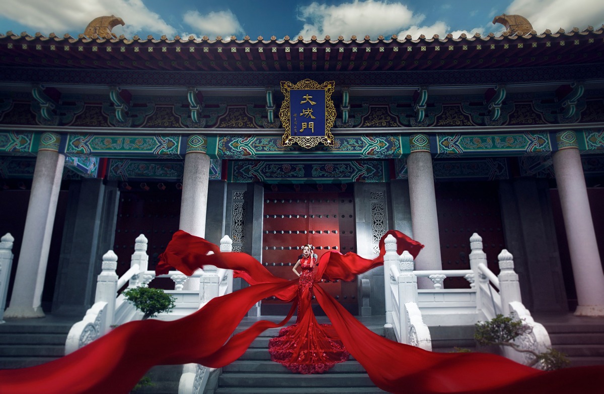 中式婚紗,中國風婚紗,龍鳳褂,婚紗照,台中孔廟