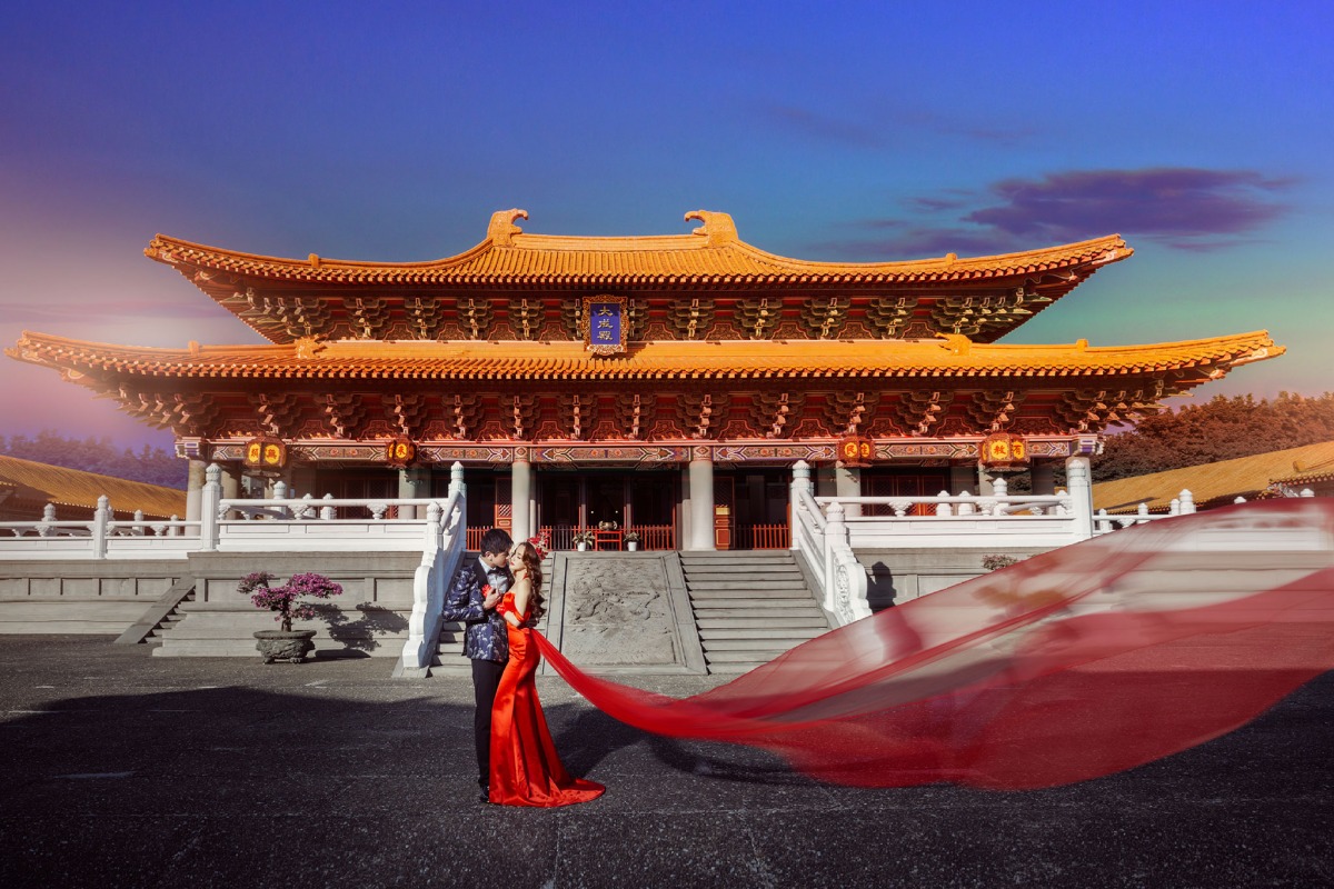 中式婚紗,中國風婚紗,龍鳳褂,婚紗照,台中孔廟