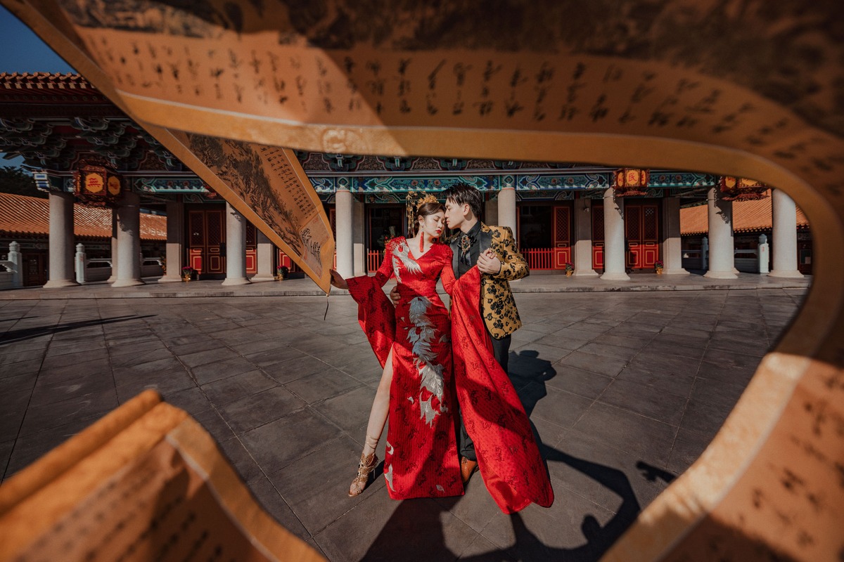 中式婚紗,中國風婚紗,龍鳳褂,婚紗照,台中孔廟