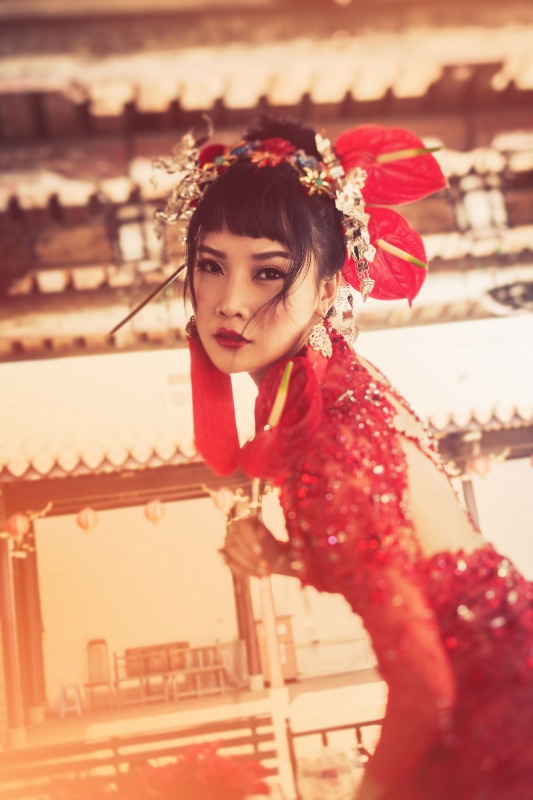 旗袍婚紗,中國風婚紗,龍鳳褂,中式婚紗照,龍山寺