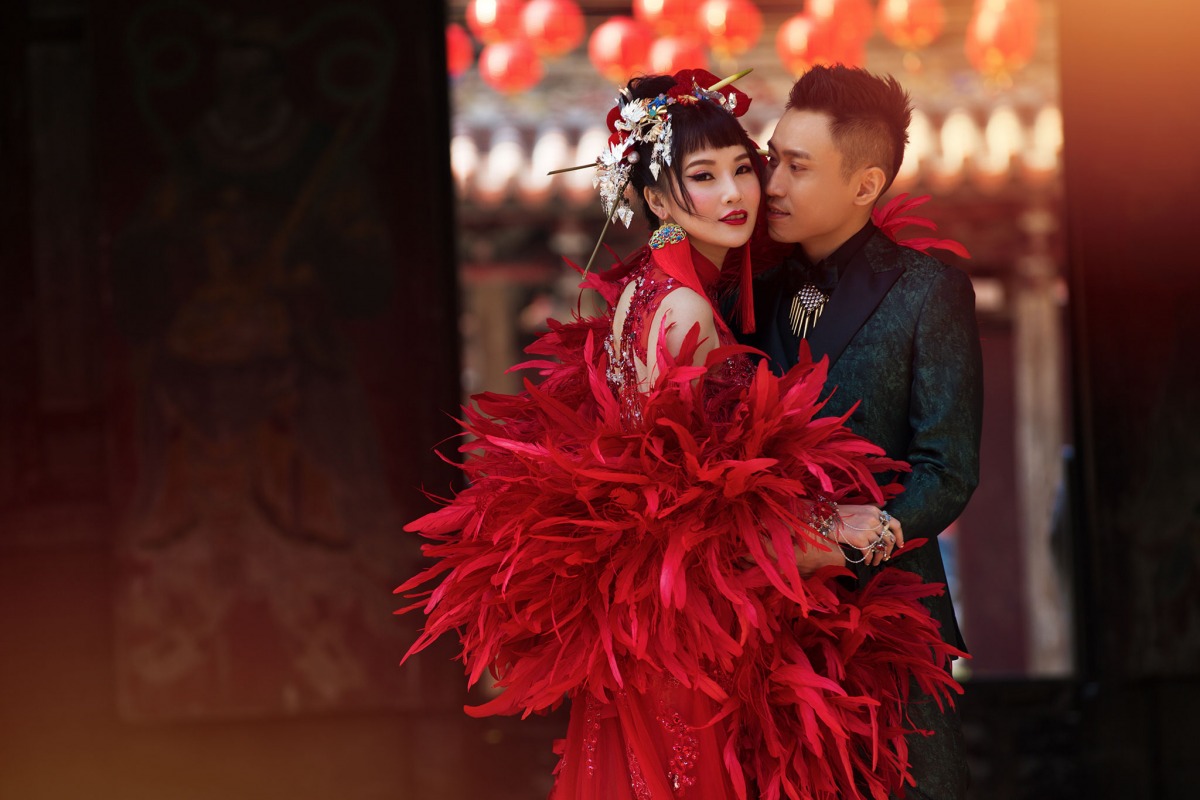 旗袍婚紗,中國風婚紗,龍鳳褂,中式婚紗照,龍山寺