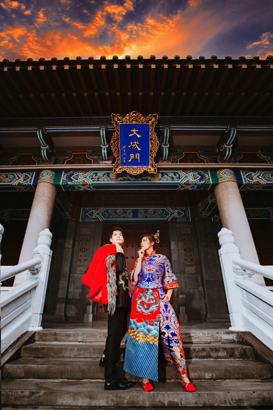 中式婚紗,中國風婚紗,龍鳳褂,婚紗照,台中孔廟