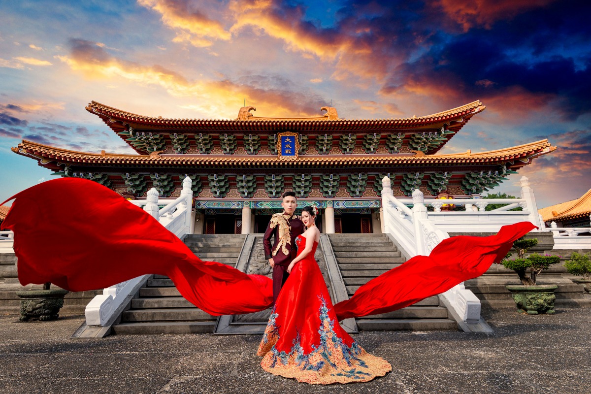 中式婚紗,中國風婚紗,龍鳳褂,婚紗照,台中孔廟