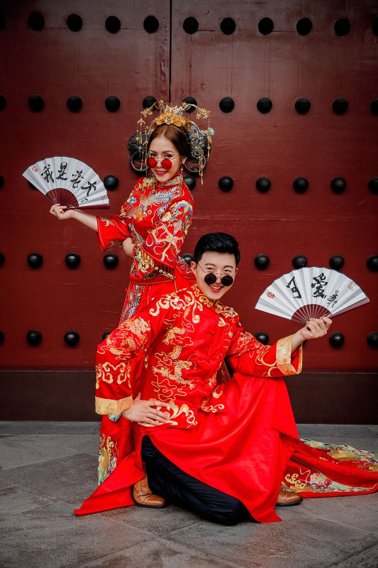 中式婚紗,中國風婚紗,龍鳳褂,婚紗照,台中孔廟