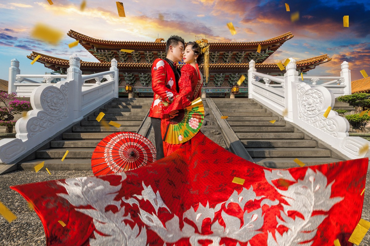 中式婚紗,中國風婚紗,龍鳳褂,婚紗照,台中孔廟