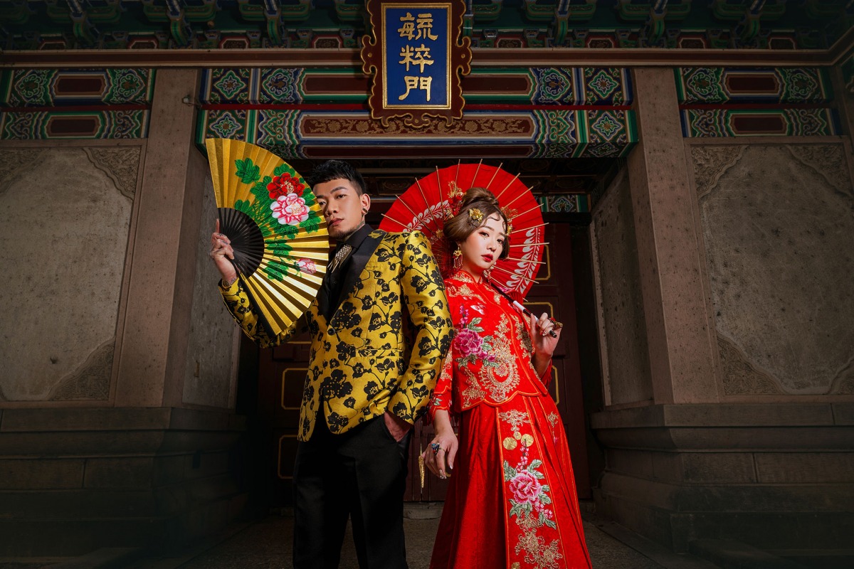 中式婚紗,中國風婚紗,龍鳳褂,婚紗照,台中孔廟