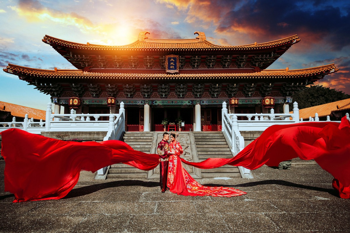 中式婚紗,中國風婚紗,龍鳳褂,婚紗照,台中孔廟