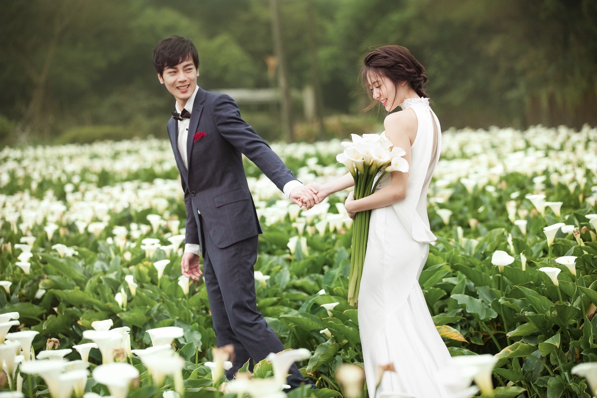 自然婚紗照,花海婚紗照,台北婚紗景點,台北拍婚紗景點,陽明山竹子湖