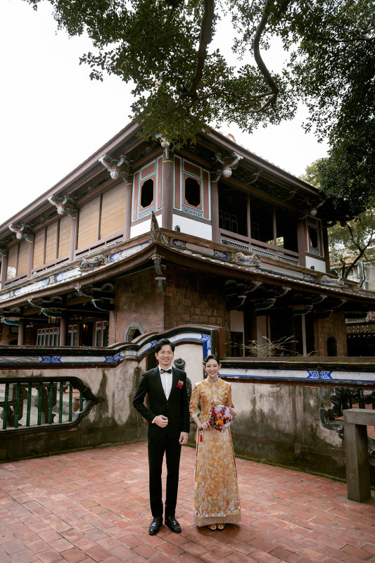 中式婚紗照,旗袍婚紗,台北婚紗景點,台北拍婚紗景點,林本源園邸