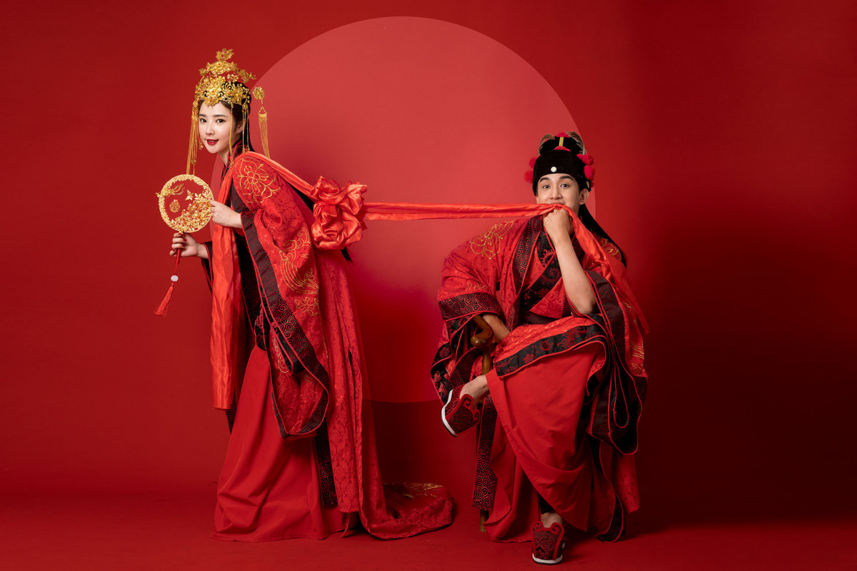 台中婚紗推薦,桃園婚紗推薦,中式婚紗,漢服婚紗,華納婚紗攝影棚內