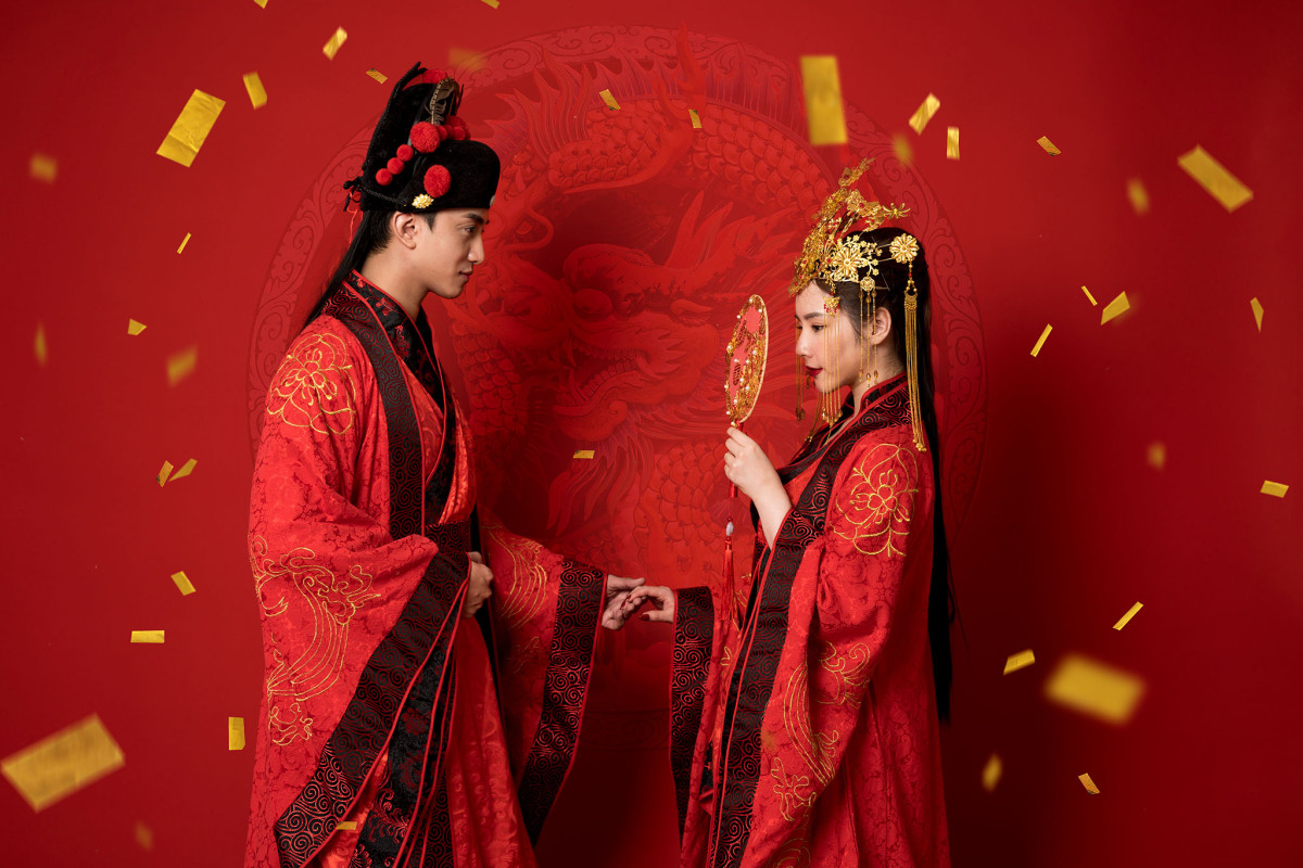 台中婚紗推薦,桃園婚紗推薦,中式婚紗,漢服婚紗,華納婚紗攝影棚內