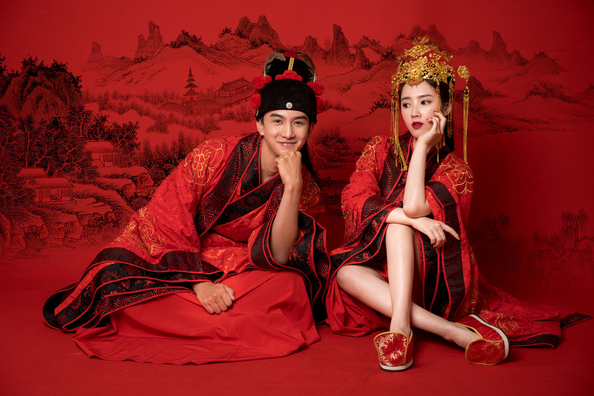 台中婚紗推薦,桃園婚紗推薦,中式婚紗,漢服婚紗,華納婚紗攝影棚內