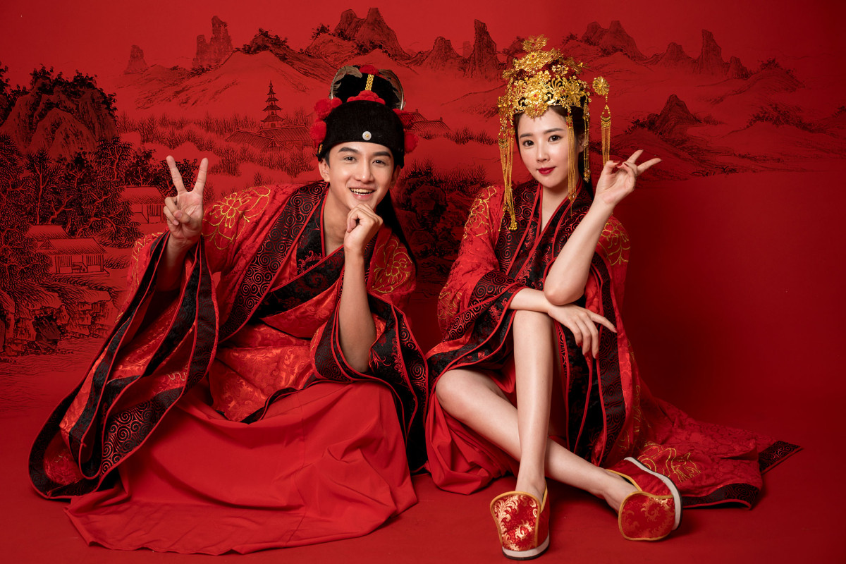 台中婚紗推薦,桃園婚紗推薦,中式婚紗,漢服婚紗,華納婚紗攝影棚內