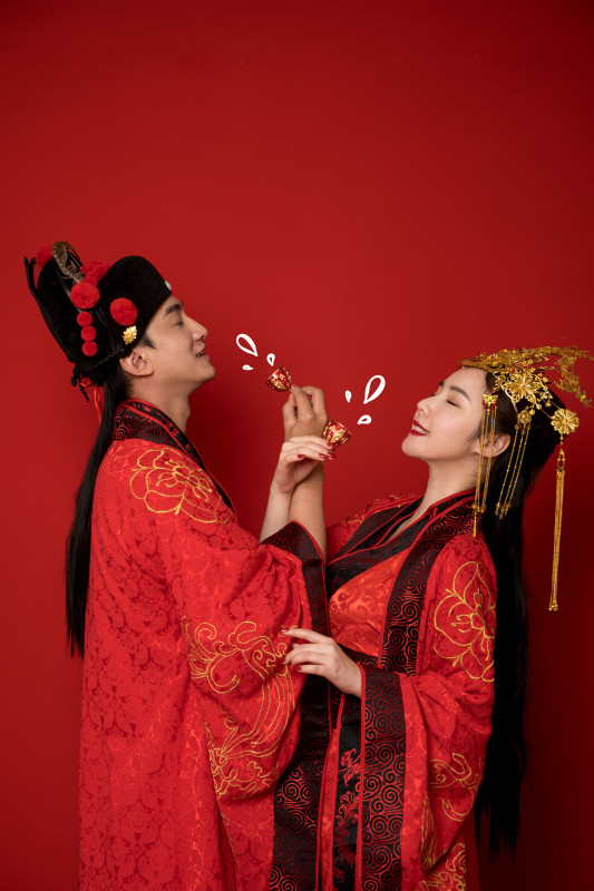 台中婚紗推薦,桃園婚紗推薦,中式婚紗,漢服婚紗,華納婚紗攝影棚內