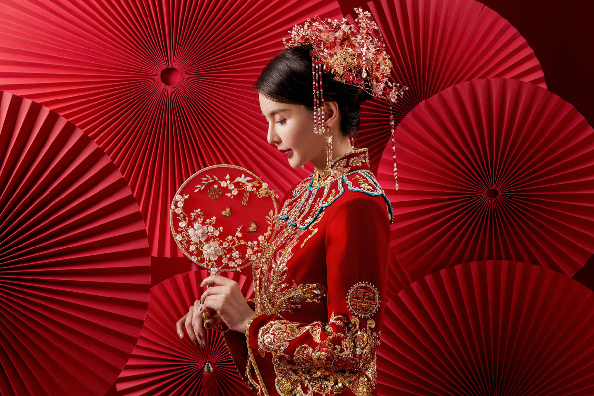 台中婚紗推薦,桃園婚紗推薦,中式婚紗,秀禾服,華納婚紗攝影棚內