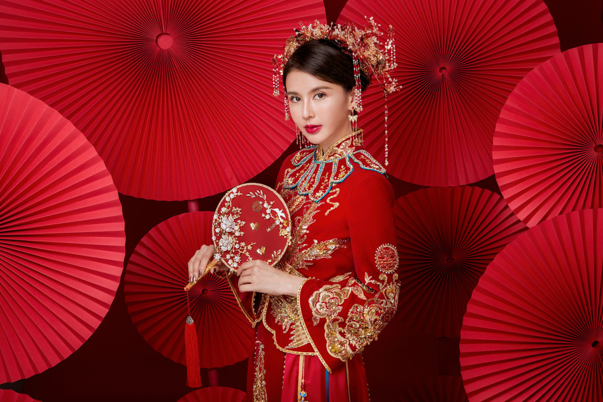 台中婚紗推薦,桃園婚紗推薦,中式婚紗,秀禾服,華納婚紗攝影棚內