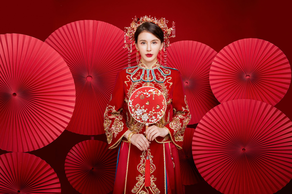 台中婚紗推薦,桃園婚紗推薦,中式婚紗,秀禾服,華納婚紗攝影棚內