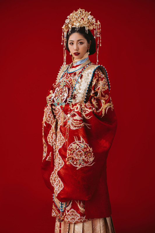台中婚紗推薦,桃園婚紗推薦,中式婚紗,漢服婚紗,華納婚紗攝影棚內