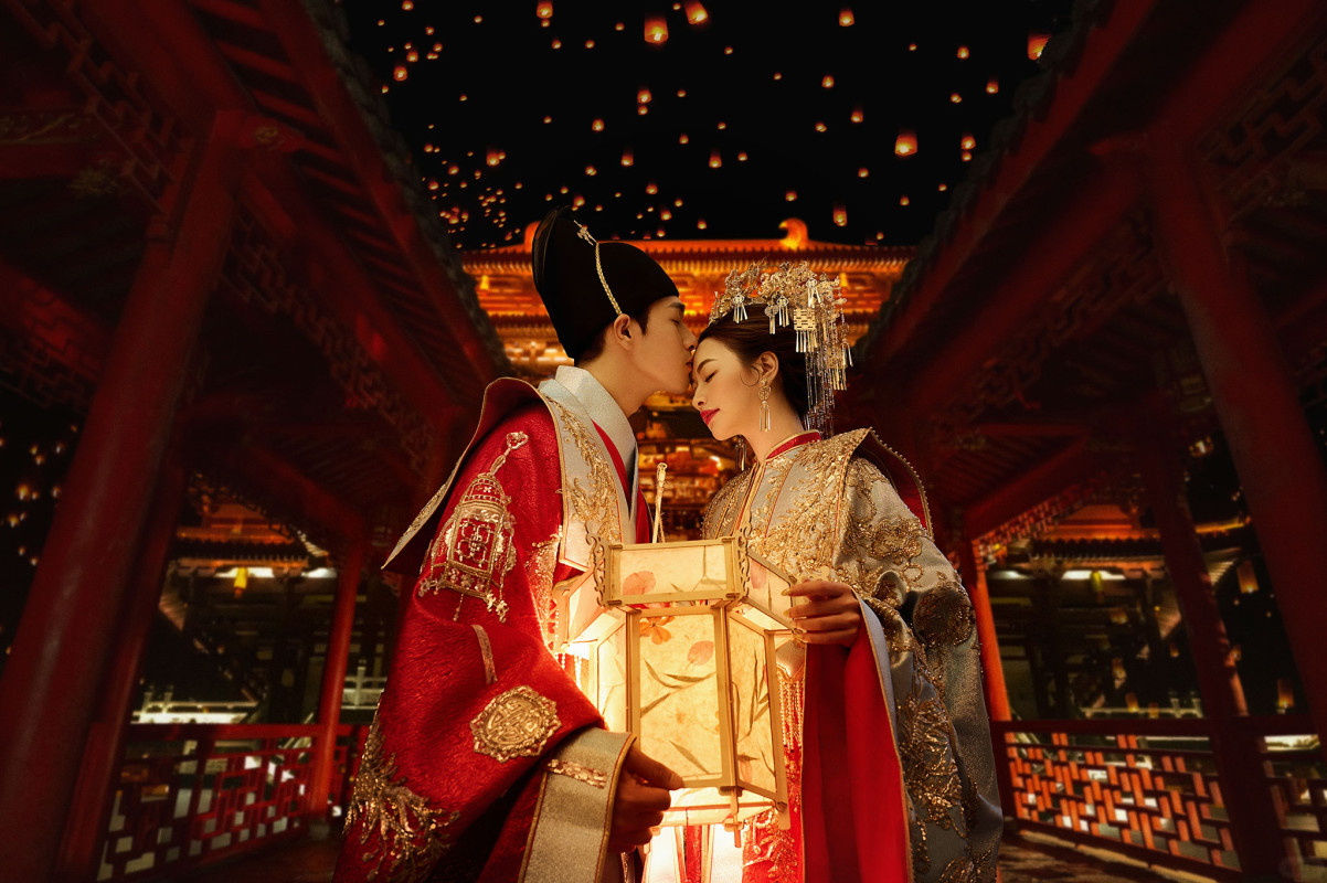台中婚紗推薦,桃園婚紗推薦,中式婚紗,漢服婚紗,華納婚紗攝影棚內