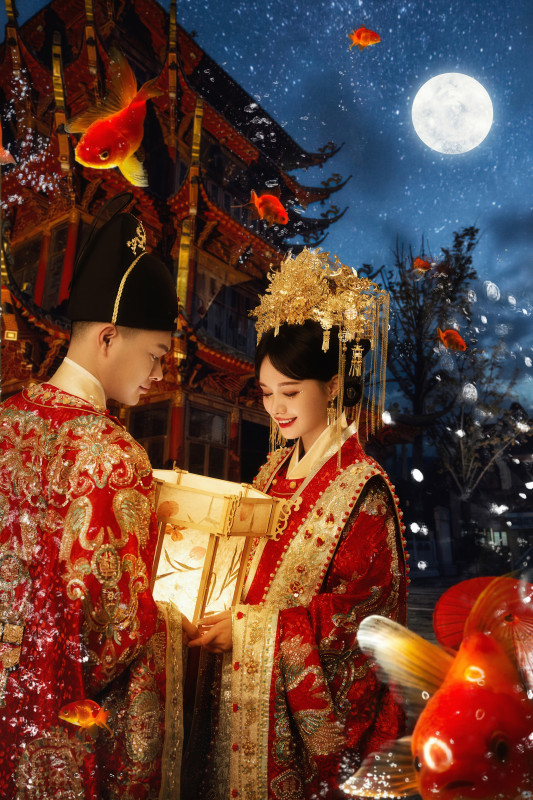 台中婚紗推薦,桃園婚紗推薦,中式婚紗,漢服婚紗,華納婚紗攝影棚內