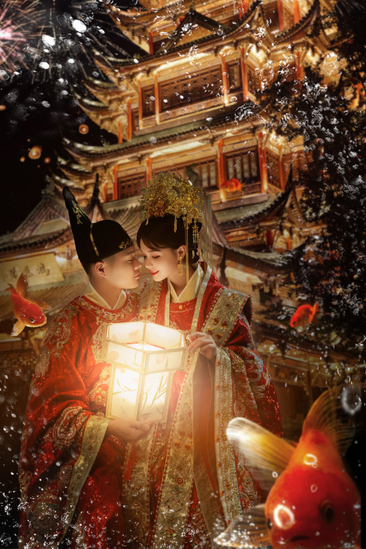 台中婚紗推薦,桃園婚紗推薦,中式婚紗,漢服婚紗,華納婚紗攝影棚內