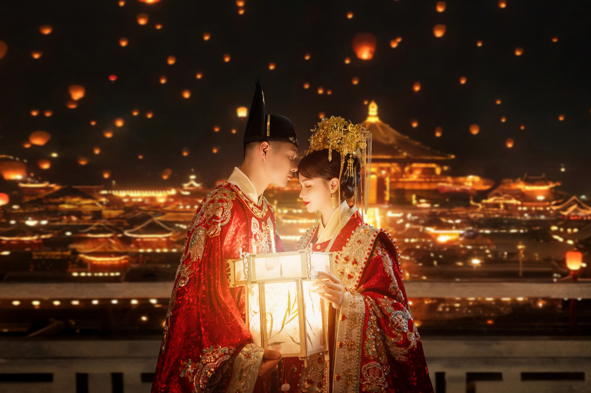 台中婚紗推薦,桃園婚紗推薦,中式婚紗,漢服婚紗,華納婚紗攝影棚內