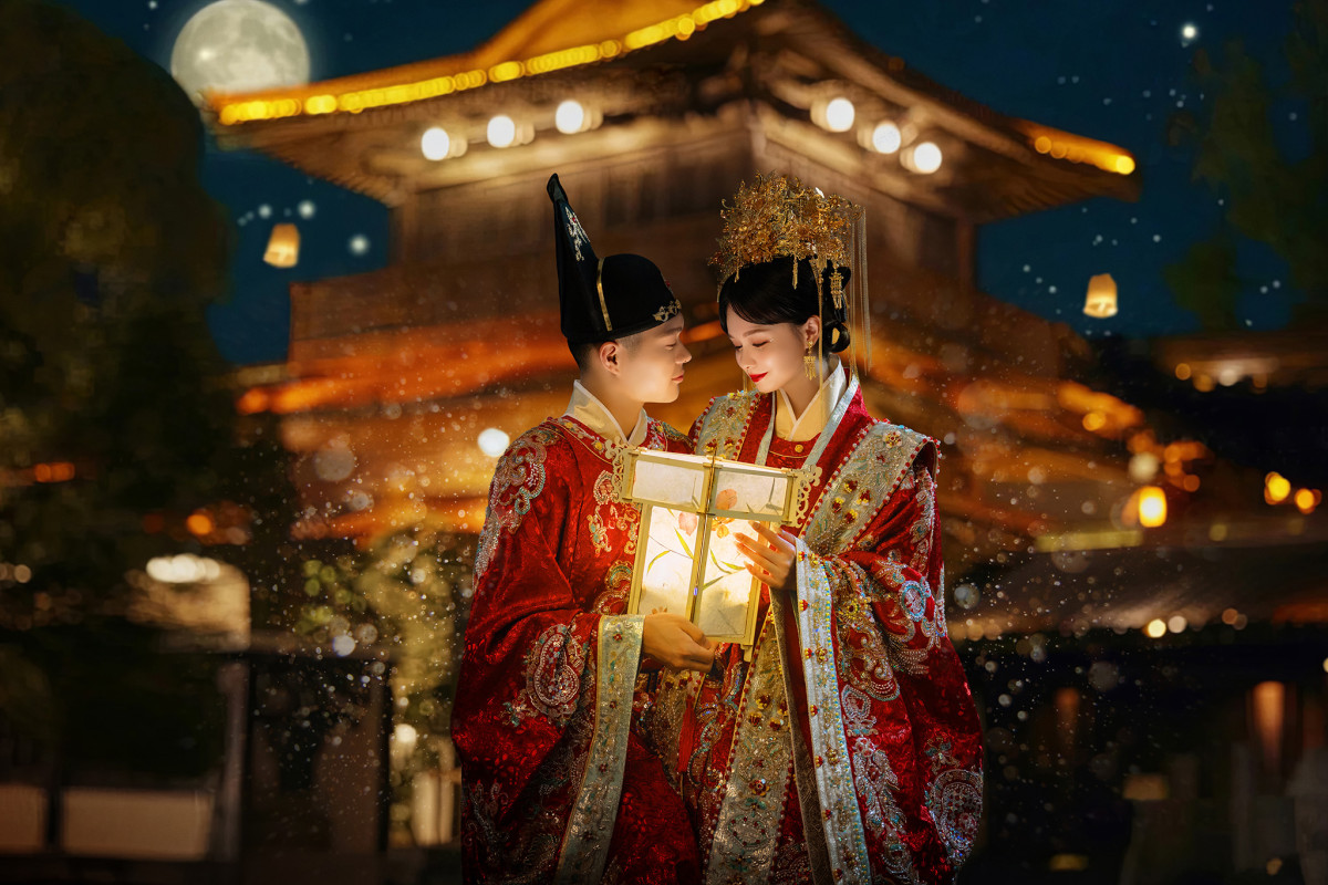 台中婚紗推薦,桃園婚紗推薦,中式婚紗,漢服婚紗,華納婚紗攝影棚內
