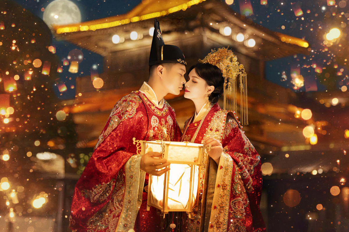 台中婚紗推薦,桃園婚紗推薦,中式婚紗,漢服婚紗,華納婚紗攝影棚內