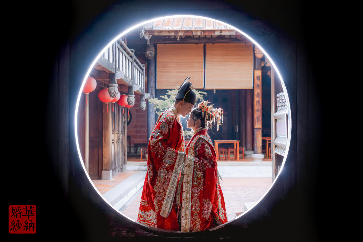 中式婚紗照,林家花園,台中婚紗推薦,逗鴿