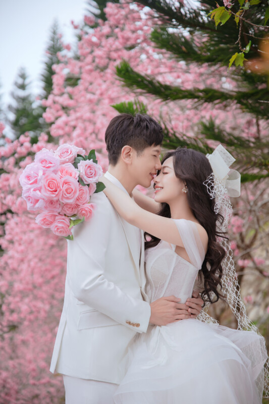 櫻花婚紗,中部婚紗景點推薦,台中婚紗景點推薦,花海婚紗照,櫻花鳥森林