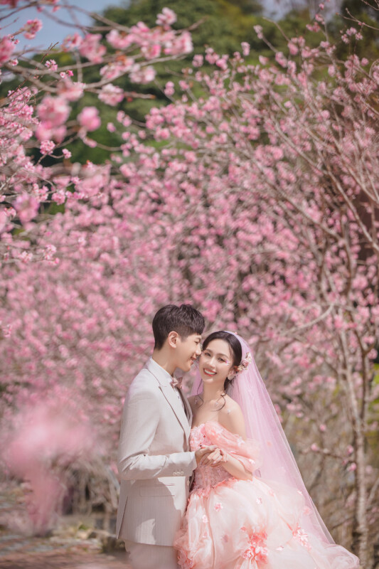 櫻花婚紗,中部婚紗景點推薦,台中婚紗景點推薦,花海婚紗照,櫻花鳥森林