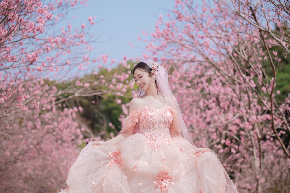 櫻花婚紗,中部婚紗景點推薦,台中婚紗景點推薦,花海婚紗照,櫻花鳥森林