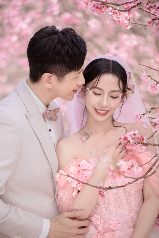 櫻花婚紗,中部婚紗景點推薦,台中婚紗景點推薦,花海婚紗照,櫻花鳥森林