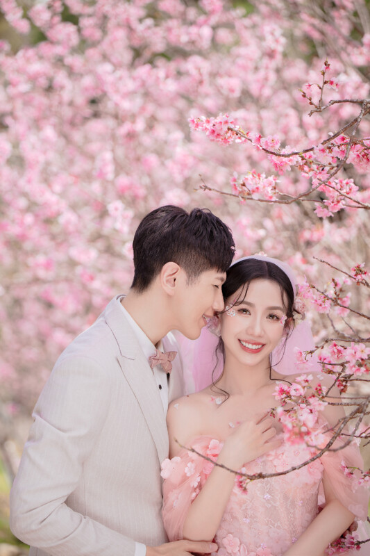 櫻花婚紗,中部婚紗景點推薦,台中婚紗景點推薦,花海婚紗照,櫻花鳥森林